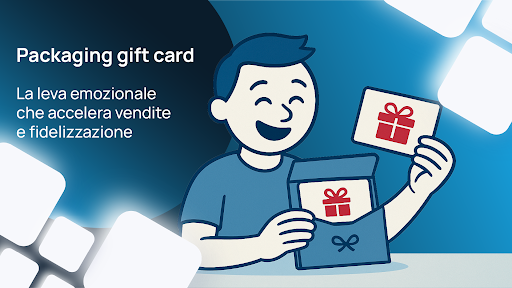 cliente felice con il suo packaging gift card